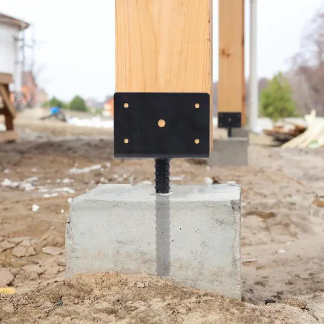 Alt view image 5 of 7 - Concrete Fence Post Holder 6x6 inches 4 Pack, U Shape Fence Post Base Anchor Pergola Brackets