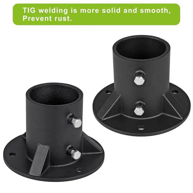Alt view image 2 of 7 - Chain Link Fence Post Floor Flange 3", Heavy Duty Round Fence Post Base, 2Pack Metal Fence Post Flange, Mailbox Brackets for Round Metal Posts fit OD 2-7/8'' Pipe/Post