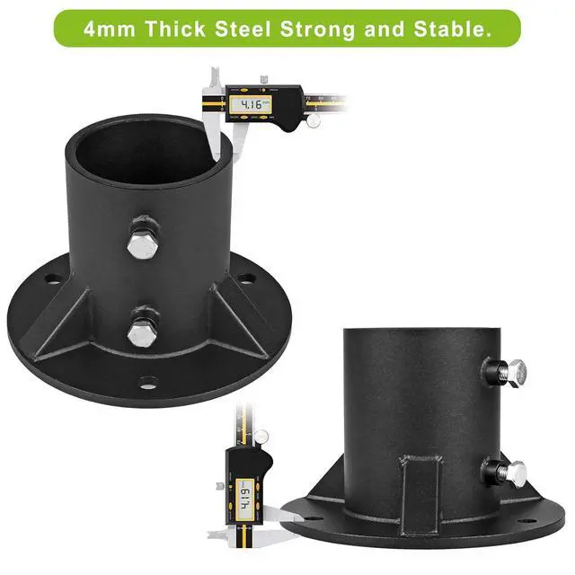 Alt view image 4 of 7 - Chain Link Fence Post Floor Flange 3", Heavy Duty Round Fence Post Base, 2Pack Metal Fence Post Flange, Mailbox Brackets for Round Metal Posts fit OD 2-7/8'' Pipe/Post