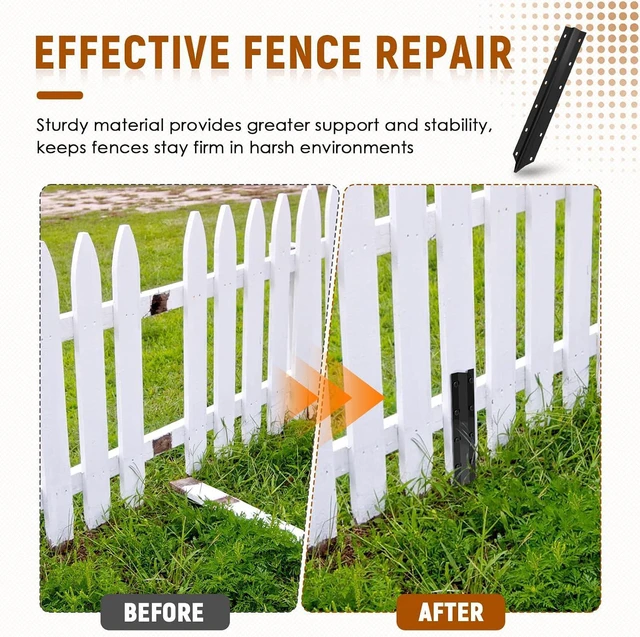 Alt view image 2 of 7 - 10 Pack Fence Post Repair Stakes 14 Ga Heavy-Duty Steel Fence Post Support Kit, Easy Installation Kit Included