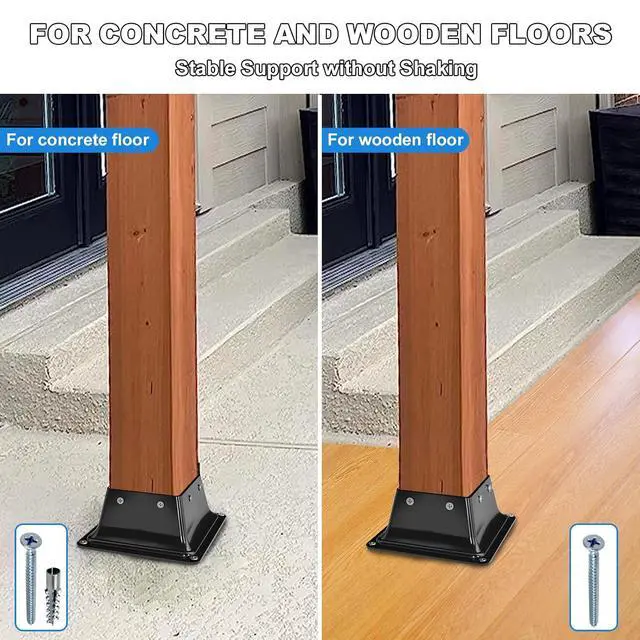Alt view image 7 of 7 - 4x4 Post Base 10PC-Inner Size 3.6x3.6-Metal Post Brackets-Deck Post Anchors-Solid Steel-Powder Coated-Wood Post Holder for Porch Handrail Railing Pergola Fence Pavilion-Support Deck Base