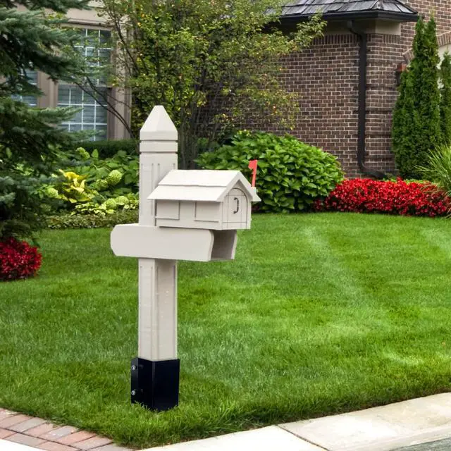 Alt view image 2 of 7 - 24 inch Fence Post Anchor Ground Spike Heavy Duty Metal Black Powder Coated Fence Stakes Post Base, 4x4 Inch (Inner Size 3.6"x3.6"), Pack of 4