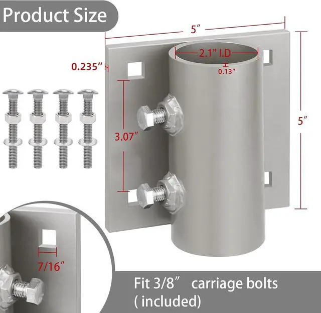 Alt view image 2 of 7 - Dock Brackets Hardware Dock Side Leg Pipe Holder,Stationary/Floating Dock Posts Hardware Holder Sleeve for Pipe Pole,Heavy Duty,7/16" Holes for 3/8" Carriage Bolts