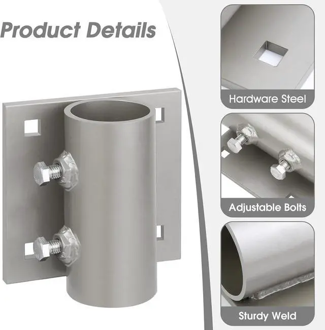 Alt view image 3 of 7 - Dock Brackets Hardware Dock Side Leg Pipe Holder,Stationary/Floating Dock Posts Hardware Holder Sleeve for Pipe Pole,Heavy Duty,7/16" Holes for 3/8" Carriage Bolts