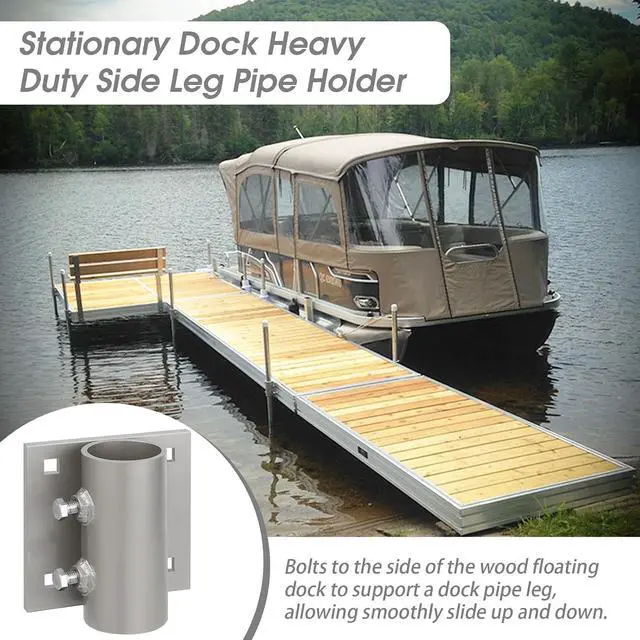 Alt view image 5 of 7 - Dock Brackets Hardware Dock Side Leg Pipe Holder,Stationary/Floating Dock Posts Hardware Holder Sleeve for Pipe Pole,Heavy Duty,7/16" Holes for 3/8" Carriage Bolts