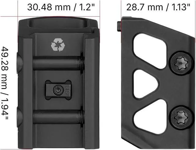 Alt view image 2 of 7 - OSP-157 Picatinny Riser Mount for RMR/407C/507C Footprint Red Dot, 1.134" Saddle Height Adapter Plate