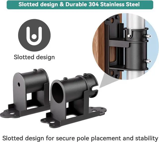 Alt view image 3 of 7 - Patio Umbrella Holder, Stainless Steel Outdoor Umbrella Mount Bracket for Deck Railing, Adjustable Base Width (Fit MAX OD 2 Inch)