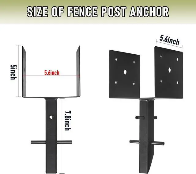 Alt view image 2 of 7 - 4 Pcs 6"x 6" Concrete Post Anchor(Inner Dia 5.6x5.6)