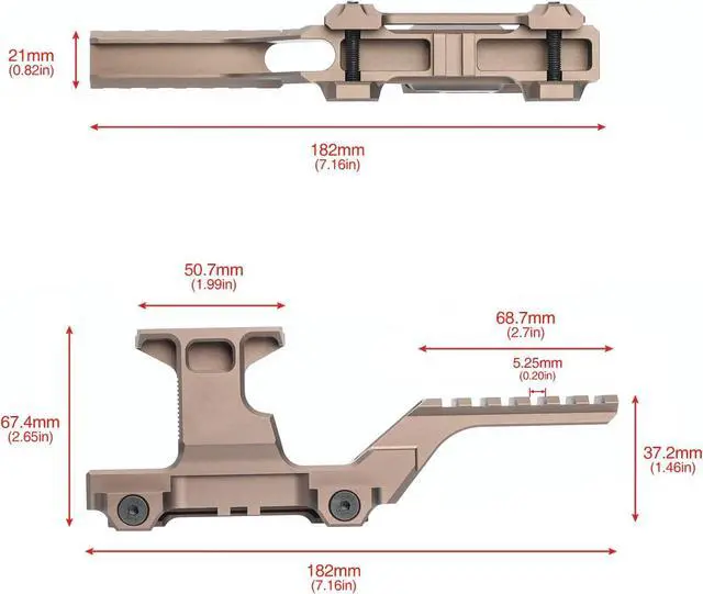 Alt view image 7 of 7 - Tactical Group Type HY Mount Red Dot Riser Mount Laser Combo Adapter Mount Base Picatinny Rail Riser Scope Mount for T1 T2 Optic Scope Sight Holographic