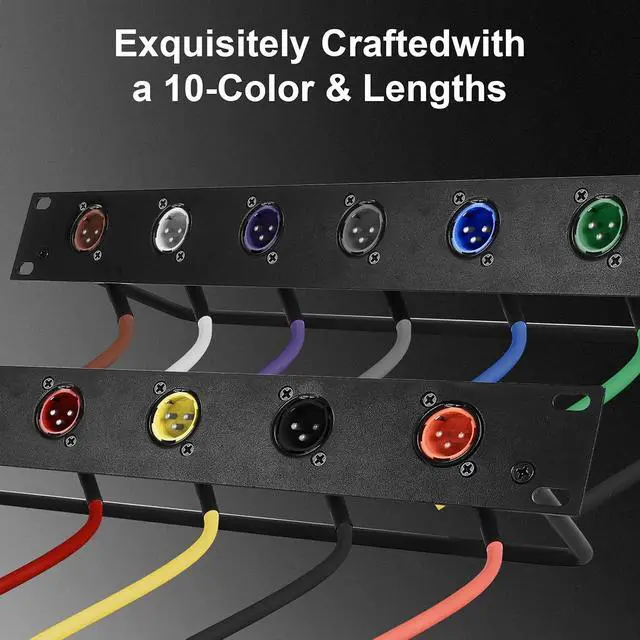 Alt view image 7 of 7 - 10-Color XLR Pass Through Cable,XLR Male Panel Mount to 1/4" TRS Connector Adapter,Mic Feed/Pass Thru Converter for Stage Box,Floor Box,Patch Panel-1.0 Feet/10 Pack