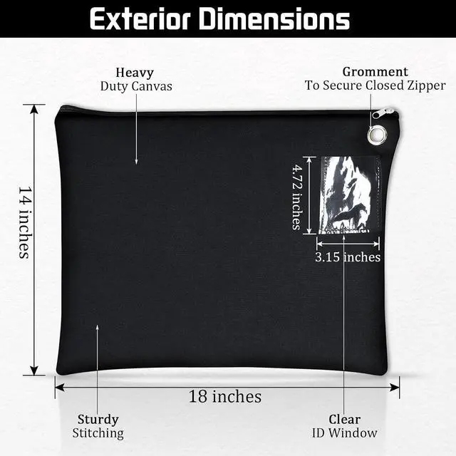 Alt view image 2 of 7 - 6 Pcs Interoffice Mailer Canvas Transit Sack Zipper Bag 18" x 14" Large Zipper Pouch with Grommet Interoffice Mail Bag (Black)