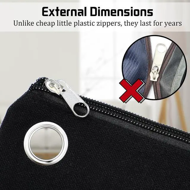Alt view image 3 of 7 - 6 Pcs Interoffice Mailer Canvas Transit Sack Zipper Bag 18" x 14" Large Zipper Pouch with Grommet Interoffice Mail Bag (Black)