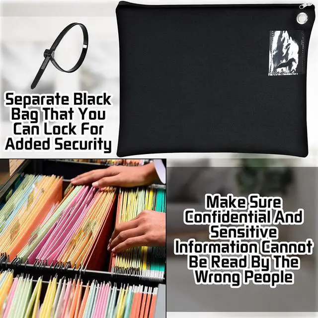 Alt view image 5 of 7 - 6 Pcs Interoffice Mailer Canvas Transit Sack Zipper Bag 18" x 14" Large Zipper Pouch with Grommet Interoffice Mail Bag (Black)