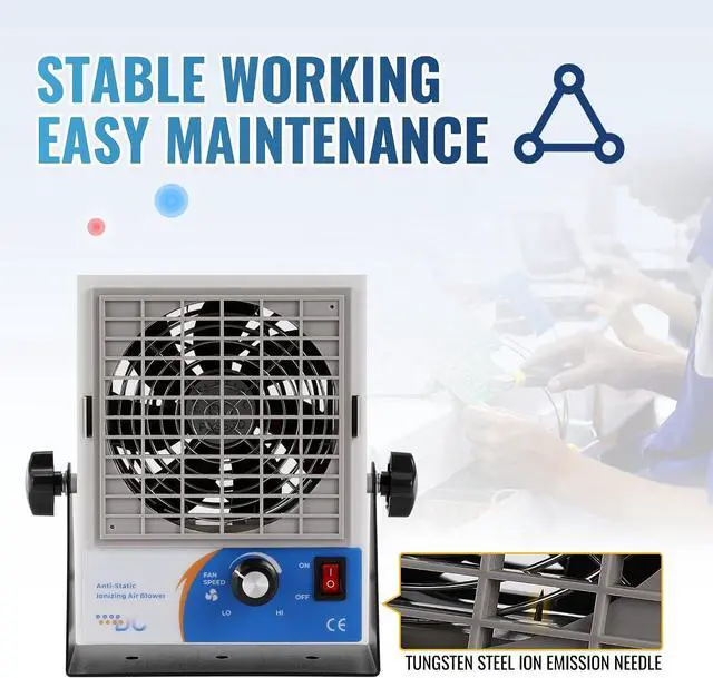 Alt view image 3 of 7 - Ionizing Air Blower New DC Type Anti Static Ionizer Electro-Static Discharge Ionizer Static Fan Electrostatic Elimination Discharge Static Ionizer