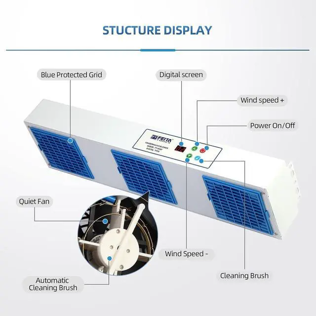Alt view image 4 of 7 - Ionizing Air Blower New Cleaning Type Anti Static Ionizer Fan ESD Ionizer Static Eliminator Anti-static Blower Suspended Multi-ESD Fan