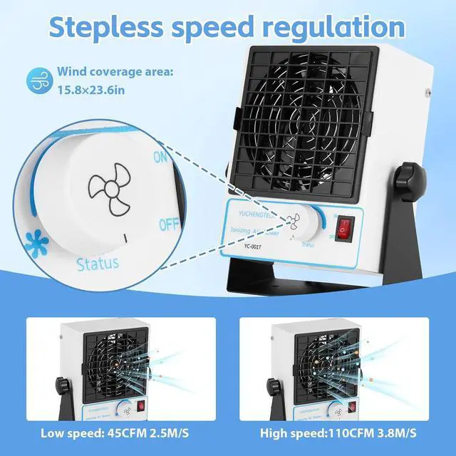 Alt view image 3 of 7 - Ionizing Air Blower Static Eliminator ESD Ionizer Fan Anti Static Ionizer Anti Static Fan for Eliminating Static Electricity DC Type (110V)