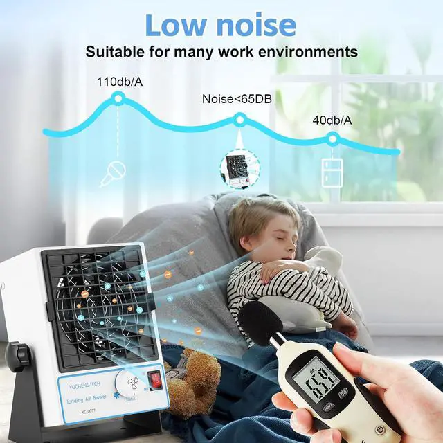 Alt view image 6 of 7 - Ionizing Air Blower Static Eliminator ESD Ionizer Fan Anti Static Ionizer Anti Static Fan for Eliminating Static Electricity DC Type (110V)