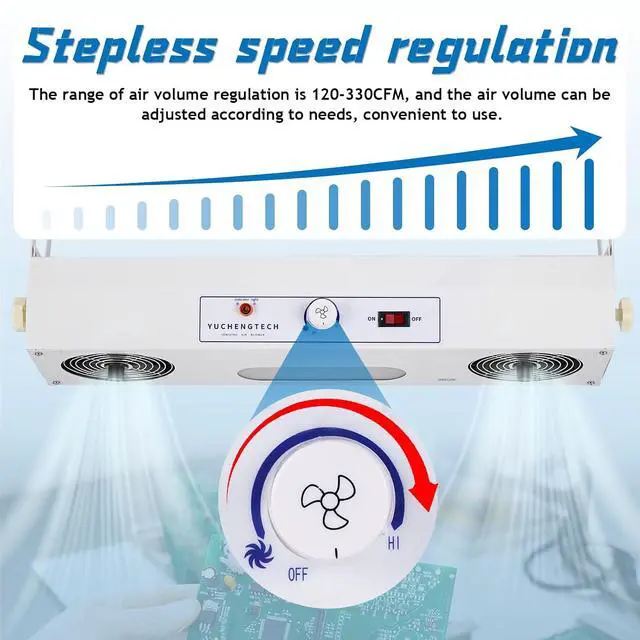 Alt view image 3 of 7 - Ionizing Air Blower Anti Static Ionizer Static Eliminator Anti Static Blower Suspended 110V (2-Fan, with Light)