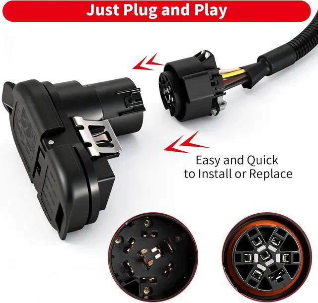 Alt view image 2 of 7 - USCAR 7 & 4 Pin Trailer Wiring Harness Kit with Mounting Bracket, Dual Plug Adapter, Tow Hitch Receiver for Multi-Tow Pickup Trucks, Compatible with Ford, Chevy, GMC, Dodge Ram