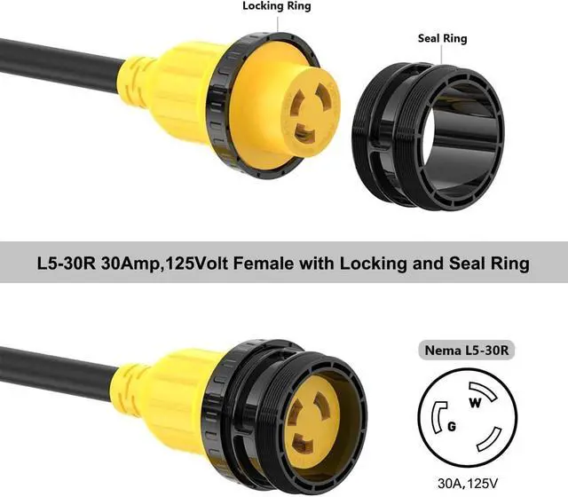 Alt view image 5 of 7 - Marine Shore Power Adapter Cable 50-Amp to 30 Amp Nema SS2-50P to L5-30R, Marine-50Amp 125/250V SS2-50 Male to L5-30 125 Volt 30Amp-Shore Power Female Converter, 50A to 30A Twist Lock Adapter, 1.5FT