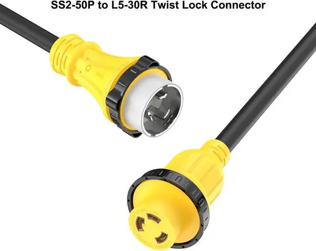 Alt view image 6 of 7 - Marine Shore Power Adapter Cable 50-Amp to 30 Amp Nema SS2-50P to L5-30R, Marine-50Amp 125/250V SS2-50 Male to L5-30 125 Volt 30Amp-Shore Power Female Converter, 50A to 30A Twist Lock Adapter, 1.5FT