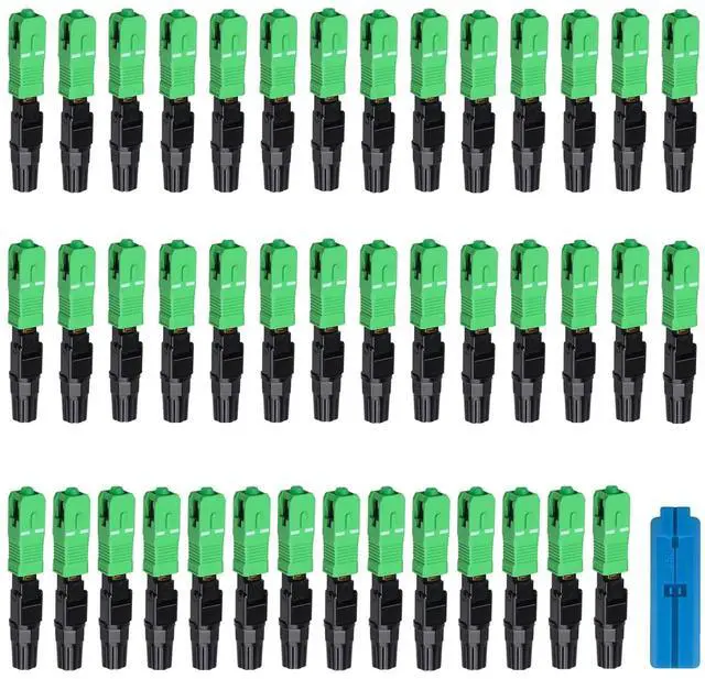 Main image of 40 pcs SC-APC Fiber Optic Quick Assembly Connector Fiber Optic Fast Connectors Singlemode 9/125 Mechanical Connectors Adapter for 2mm x 3mm Butterfly Fiber Cable