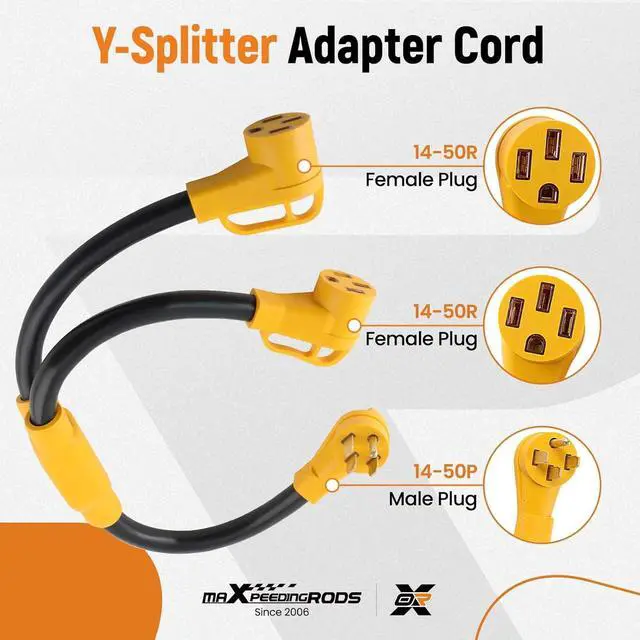 Alt view image 3 of 7 - 50 Amp Y Splitter Adapter Cord 4 Prong 250V