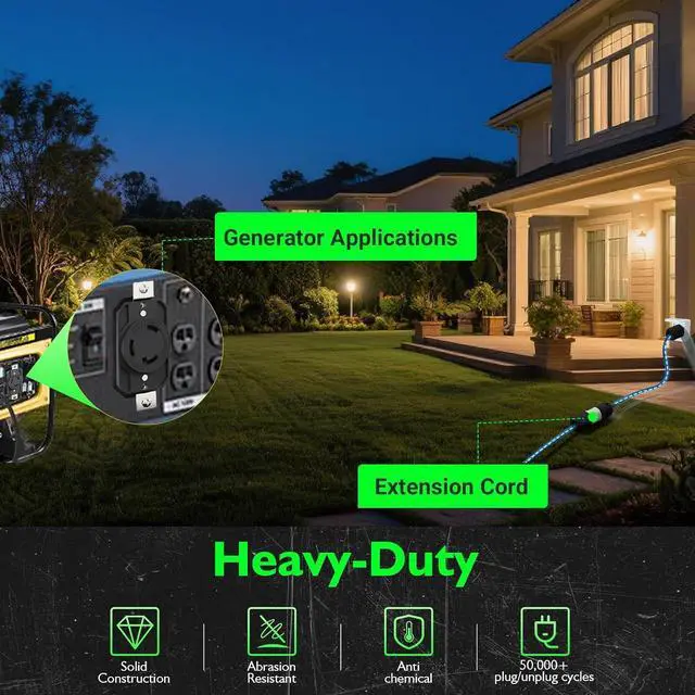 Alt view image 7 of 7 - 2 Set NEMA L6-30P and NEMA L6-30R Locking Plug and Connector, Generator Twist Lock Plug Adapter, 30 Amp 250V 2 Pole 3 Wire Grounding, Industrial Grade Heavy Duty, UL Listed E355464