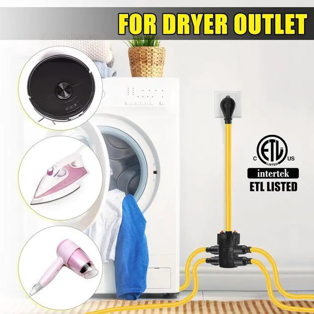 Alt view image 6 of 6 - 1.8FT 30 to 20 Amp 110V Dryer Distribution Adapter Compatible with NEMA 10-30P to 4X 5-20R/ 5-15R, 3 Prong Dryer Wall Socket to 4X Household Outlet with 20A Circuit Breaker, ETL Listed