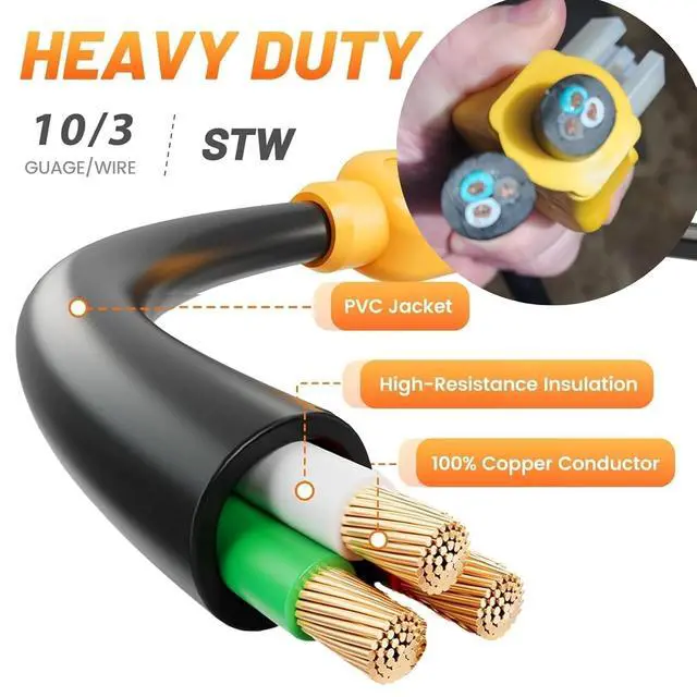 Alt view image 7 of 7 - 50A 220 to 110 Household T-Blade Adapter, NEMA 10-50P to 4X 5-20R/15R w/ 20AMP Circuit Breaker, 3 Prong 50Amp (Old-Style) Electrical Stove/Range/Oven to Gas Range, 1.5ft 10AWG Cord, ETL Listed