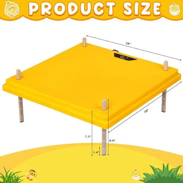 Alt view image 3 of 6 - 20 x 20 Extra Large Brooder Heater for Chicks Brooder Heating Plate Pet and Poultry Warmer Warms up to 55 Chicks Adjustable Height and Livable Temperature 140 Fahrenheit