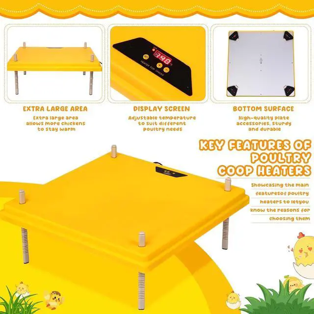 Alt view image 2 of 6 - 20 x 20 Extra Large Brooder Heater for Chicks Brooder Heating Plate Pet and Poultry Warmer Warms up to 55 Chicks Adjustable Height and Livable Temperature 140 Fahrenheit