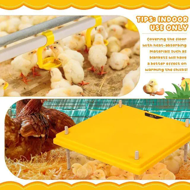 Alt view image 5 of 6 - 20 x 20 Extra Large Brooder Heater for Chicks Brooder Heating Plate Pet and Poultry Warmer Warms up to 55 Chicks Adjustable Height and Livable Temperature 140 Fahrenheit