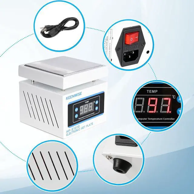 Alt view image 2 of 7 - 110V 360W Soldering Hot Plate, Electric Hot Plate, LED Microcomputer Electric Preheat Soldering Station Welder Hot Plate Rework Heater Lab 100X100mm (3.94 * 3.94in) Plate