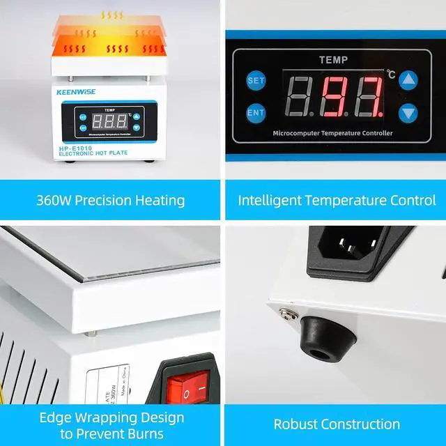 Alt view image 3 of 7 - 110V 360W Soldering Hot Plate, Electric Hot Plate, LED Microcomputer Electric Preheat Soldering Station Welder Hot Plate Rework Heater Lab 100X100mm (3.94 * 3.94in) Plate