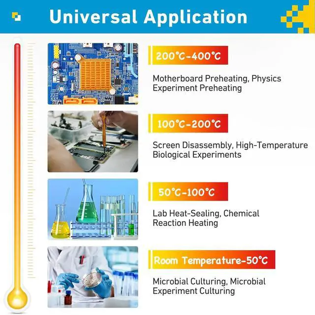 Alt view image 4 of 7 - 110V 360W Soldering Hot Plate, Electric Hot Plate, LED Microcomputer Electric Preheat Soldering Station Welder Hot Plate Rework Heater Lab 100X100mm (3.94 * 3.94in) Plate