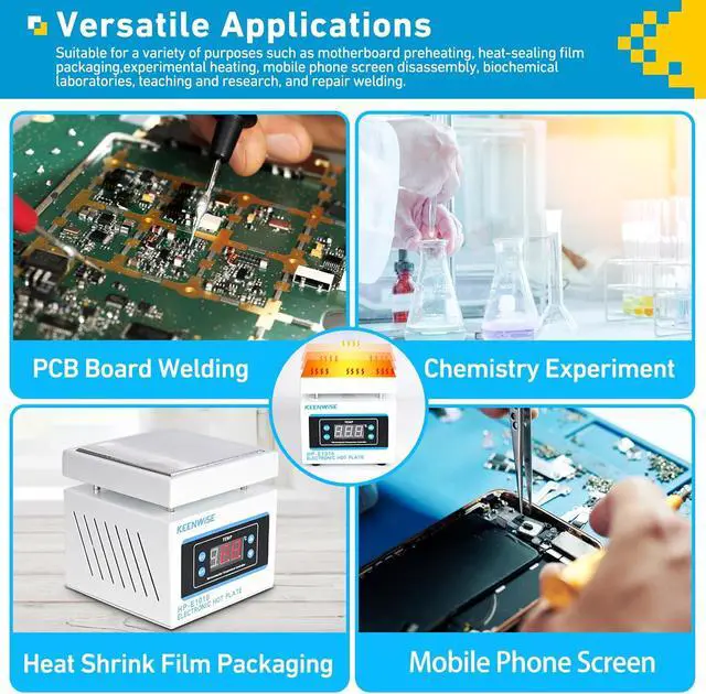Alt view image 5 of 7 - 110V 360W Soldering Hot Plate, Electric Hot Plate, LED Microcomputer Electric Preheat Soldering Station Welder Hot Plate Rework Heater Lab 100X100mm (3.94 * 3.94in) Plate