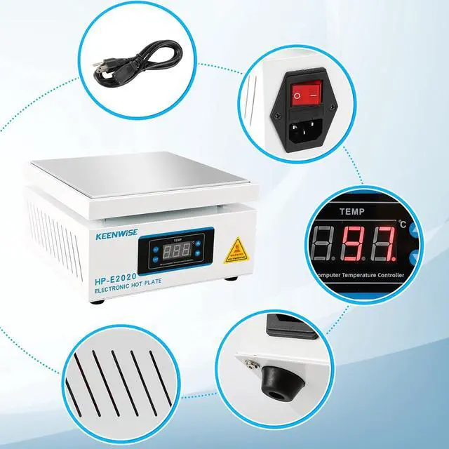 Alt view image 3 of 7 - 110V 1080W Soldering Hot Plate, Electric Hot Plate, LED Microcomputer Electric Preheat Soldering Station Welder Hot Plate Rework Heater Lab 200X200mm (7.87 * 7.87in) Plate