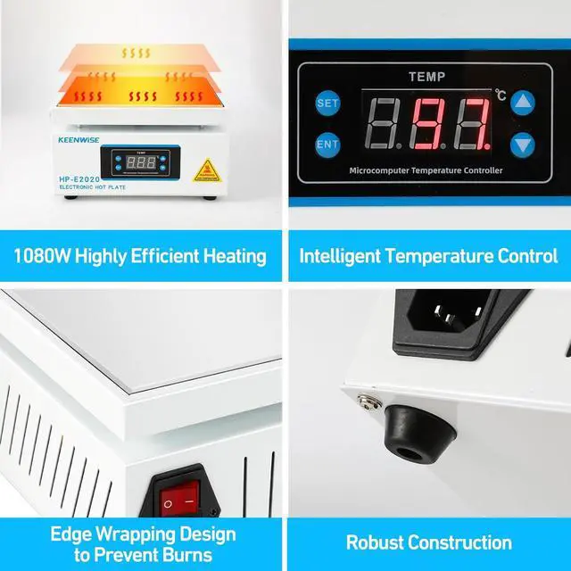 Alt view image 4 of 7 - 110V 1080W Soldering Hot Plate, Electric Hot Plate, LED Microcomputer Electric Preheat Soldering Station Welder Hot Plate Rework Heater Lab 200X200mm (7.87 * 7.87in) Plate