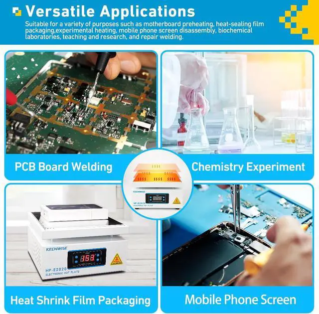 Alt view image 6 of 7 - 110V 1080W Soldering Hot Plate, Electric Hot Plate, LED Microcomputer Electric Preheat Soldering Station Welder Hot Plate Rework Heater Lab 200X200mm (7.87 * 7.87in) Plate