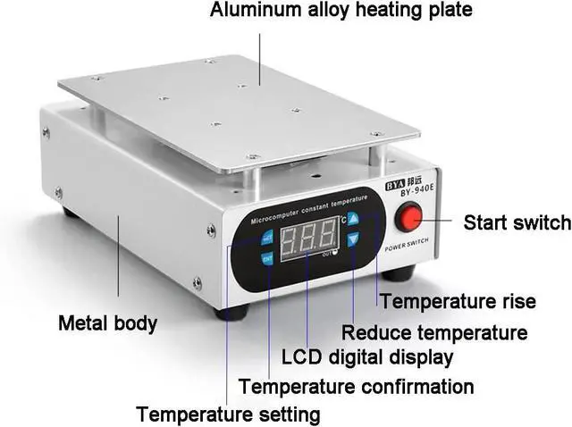 Alt view image 5 of 6 - Preheating Station for Mobile Heating Phone Screen Replacement Electric Heating Plate Electronic Heating Table Welder Hot Plate Microcomputer Constant Temperature 0-200 (US Plug)