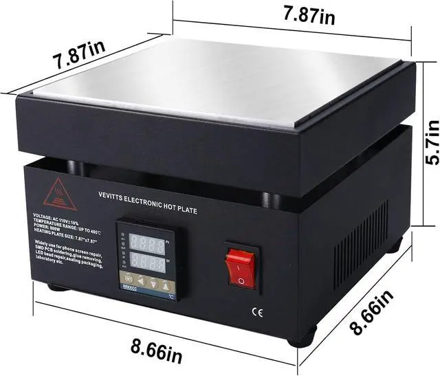 Alt view image 2 of 7 - 110V 850W LED Digital Electric Hot Plate, 30-400°C Soldering Preheating Station for PCB SMD LED Rework Lab