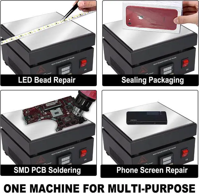 Alt view image 3 of 7 - 110V 850W LED Digital Electric Hot Plate, 30-400°C Soldering Preheating Station for PCB SMD LED Rework Lab