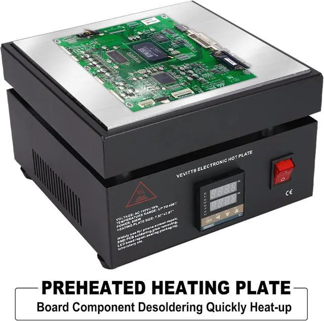 Alt view image 6 of 7 - 110V 850W LED Digital Electric Hot Plate, 30-400°C Soldering Preheating Station for PCB SMD LED Rework Lab