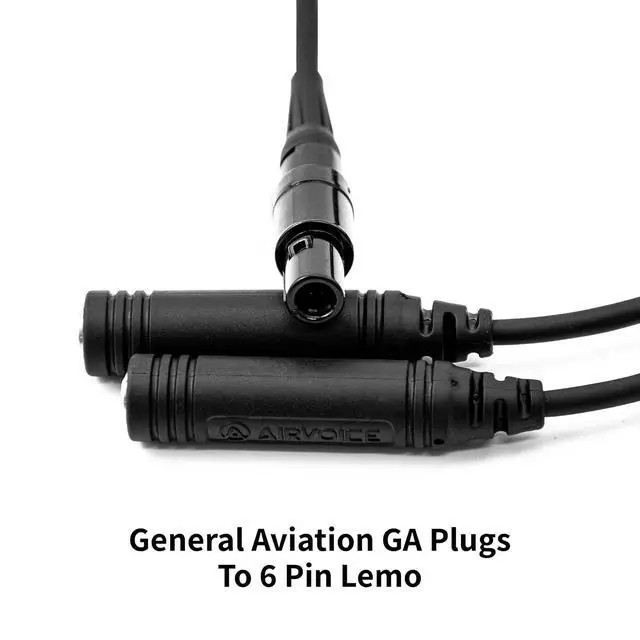 Alt view image 2 of 6 - General Aviation GA Plugs to 6 Pin Lemo Headset Adapter, GA Twin-Plug PJ-068 PJ-055 to 6 Pin Lemo Plug Connector, Black