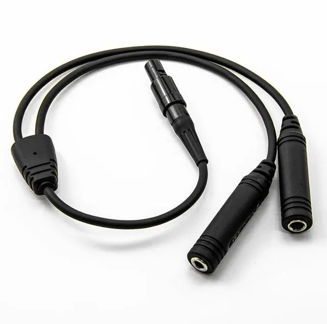 Main image of General Aviation GA Plugs to 6 Pin Lemo Headset Adapter, GA Twin-Plug PJ-068 PJ-055 to 6 Pin Lemo Plug Connector, Black
