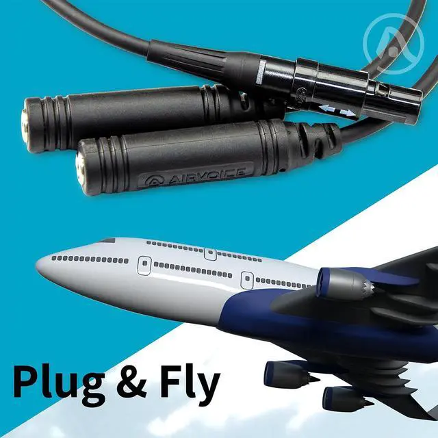 Alt view image 6 of 6 - General Aviation GA Plugs to 6 Pin Lemo Headset Adapter, GA Twin-Plug PJ-068 PJ-055 to 6 Pin Lemo Plug Connector, Black
