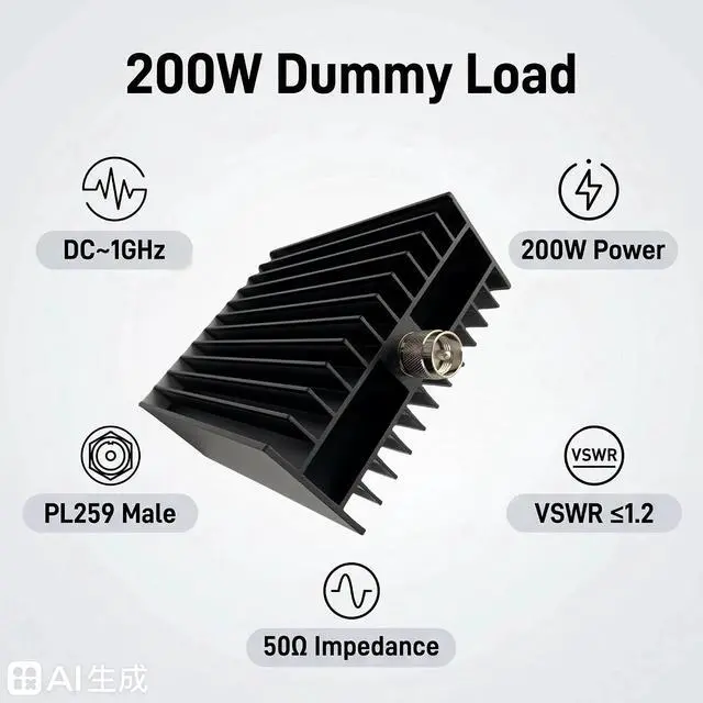 Alt view image 3 of 7 - 200W PL259 Dummy Load,DC-1GHz 200 Watt 50 Ohm Dummy Load for Ham Radio,Low VSWR RF Termination Load with UHF Connector