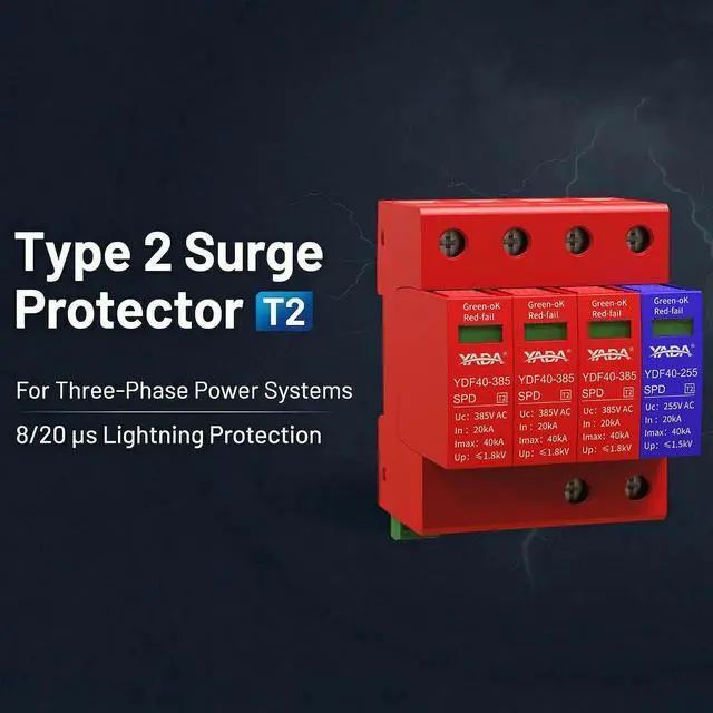 Alt view image 2 of 6 - 480Y/277V 3-Phase AC Surge Protector, 3P+N Type 2 SPD, DIN Rail