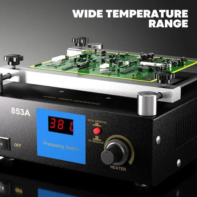 Alt view image 4 of 7 - 853A Soldering Hot Plate, 110V 450W Heating Plate for SMD BGA Rework Station, 50-400°C Infrared Preheating Oven Hot Plate for IR PCB Circuit Board Welding Soldering Repair
